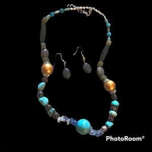 New Hand Crafted Semi Precious Stones Necklace & Earring set #16